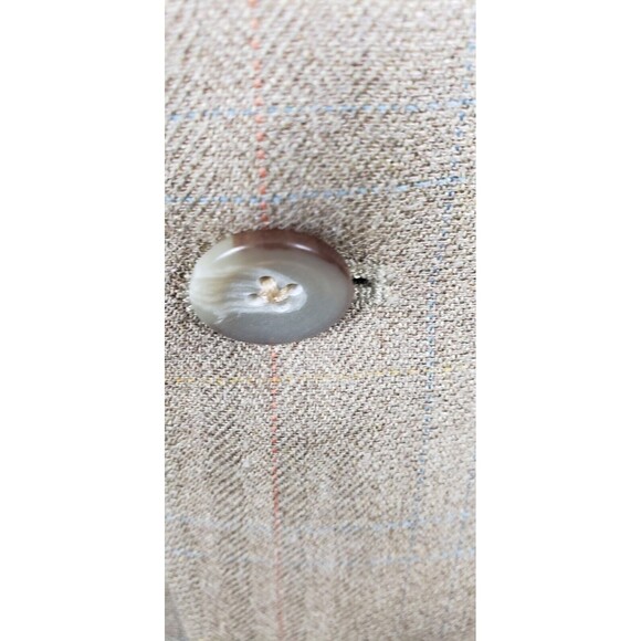 Oscar de la Renta Silk Wool Blend Tan Pinstriped Blazer Sport Jacket Mens 44L - Picture 4 of 8